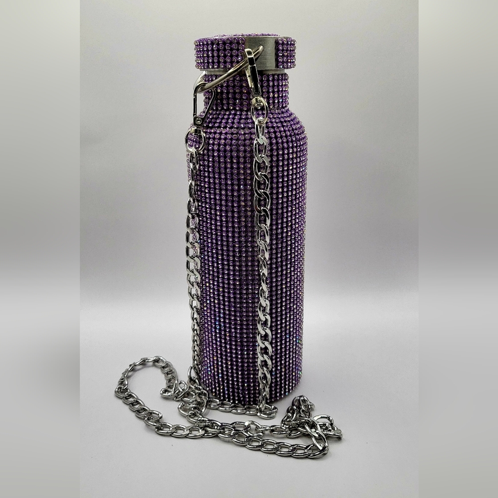 Crystal Stainless Steel Water Bottle with Detachable Chain